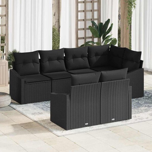 Maison Exclusive – Sedacia súprava, 7 kusov, čierna [syntetický materiál]: Polyratan