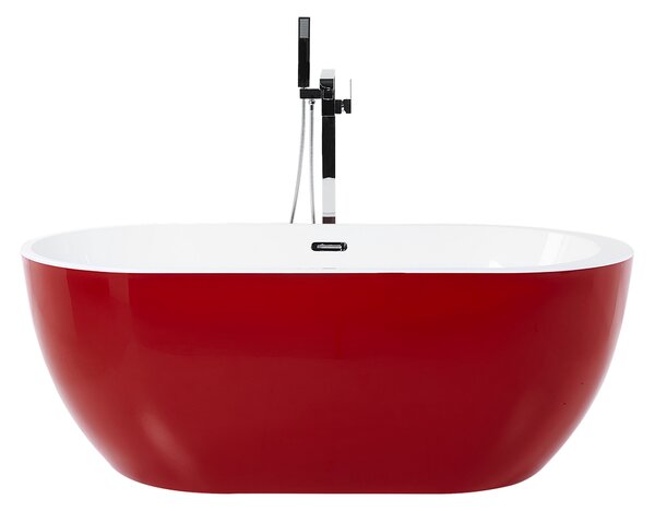 Voľne stojaca vaňa červená biela akrylát 160 x 75 cm oválny tvar elegantný moderný štýl kúpeľňa