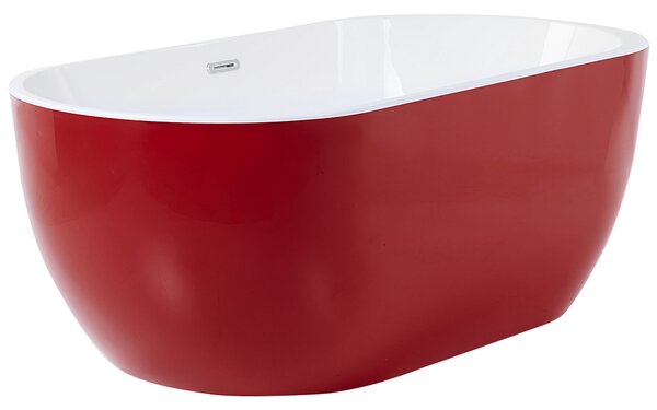 Voľne stojaca vaňa červená biela akrylát 160 x 75 cm oválny tvar elegantný moderný štýl kúpeľňa