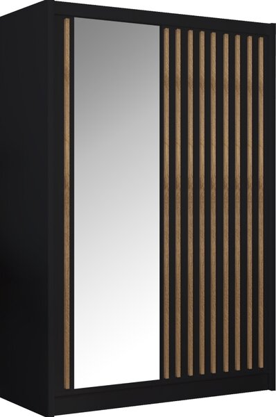Kondela Šatníková skriňa s posuvnými dverami Ladder 150 - čierna / dub craft