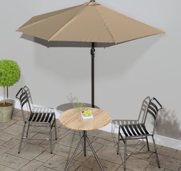 Maison Exclusive – Balkónový slnečník s hliníkovou tyčou, farba taupe, 270 x 144 cm, polkruhový