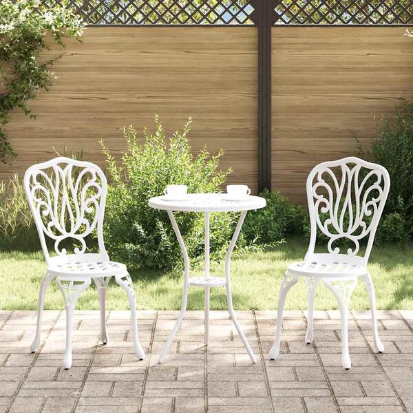 Maison Exclusive – Súprava záhradného nábytku pre bistro, 3 kusy, biela, hliník