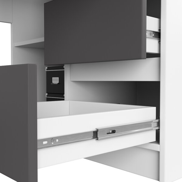 Ak furniture Rohový písací stôl B20 155 cm biely/šedý pravý
