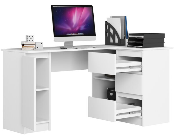 Ak furniture Rohový písací stôl B20 155 cm bílý pravý