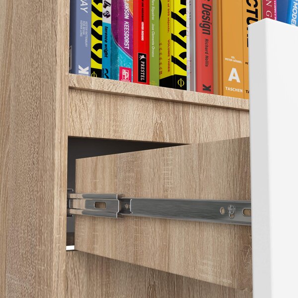 Ak furniture Kancelársky regál Rexa 60 cm 1 zásuvka a 4 police dub sonoma/biely