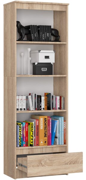 Ak furniture Kancelársky regál Rexa 60 cm 1 zásuvka a 4 police dub sonoma