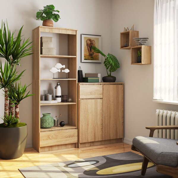 Ak furniture Kancelársky regál Rexa 60 cm 1 zásuvka a 4 police dub sonoma
