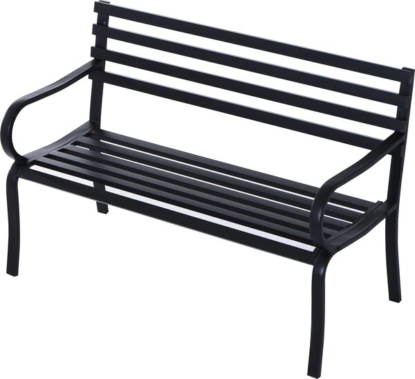 Outsunny záhradná lavica lavička kovový záhradný nábytok 2-miestny čierny 2 moduly (model 2)