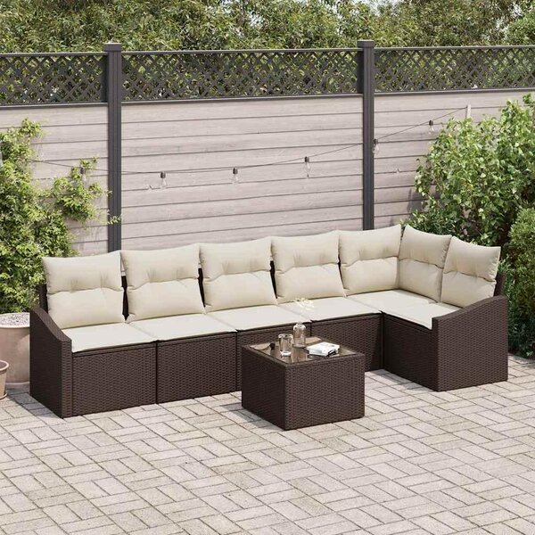 Maison Exclusive – Sedacia súprava, 7 kusov, hnedá [syntetický materiál]: polyratan