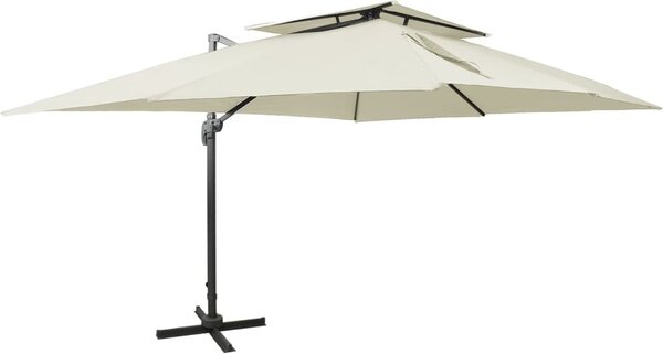Maison Exclusive – závesný slnečník s dvojitou strechou, farba piesok, 400 x 300 cm