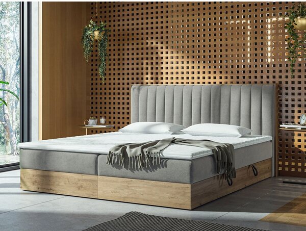 Kontinentálna posteľ 140x200 DURHAM - hnedá / sivá + topper ZDARMA