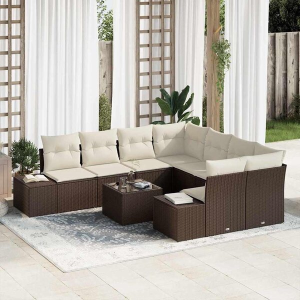 Maison Exclusive – Sedacia súprava, 9 kusov, hnedá [syntetický materiál]: Polyratan