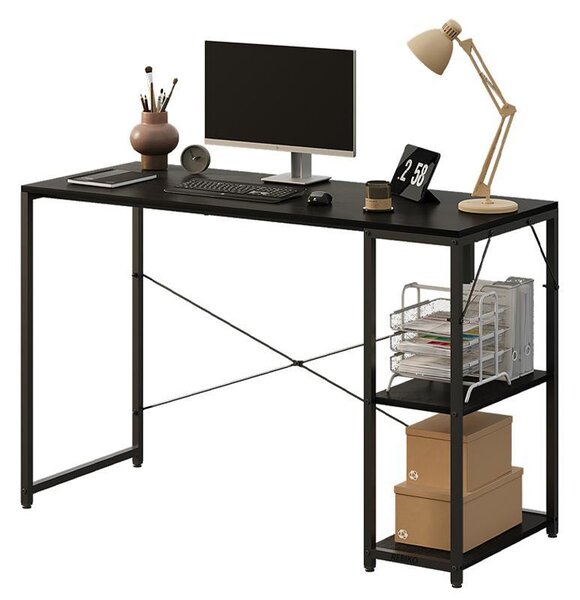 Počítačový Stôl Loft – Čierny, Moderný, S Poličkami 120 Cm