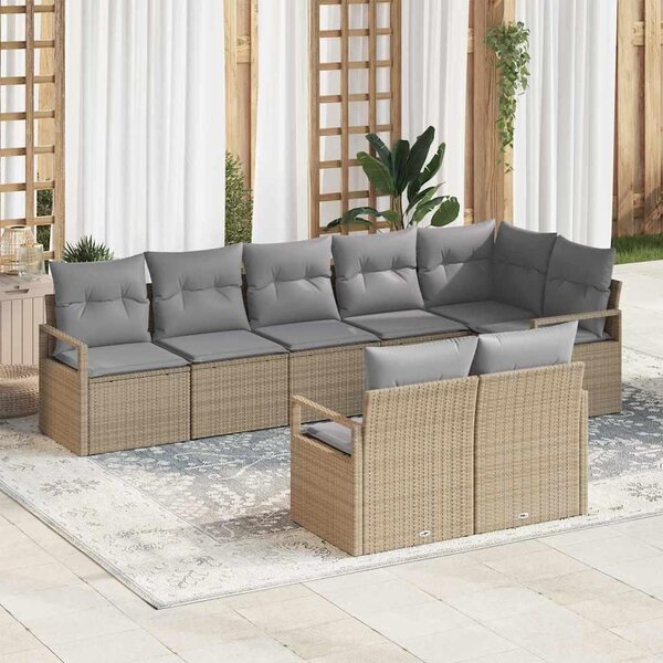 Maison Exclusive – Sedacia súprava, 8 kusov, béžová [syntetický materiál]: Polyratan