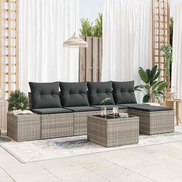 Maison Exclusive – Sedacia súprava, 6 kusov, tmavosivá [syntetický materiál]: Polyratan
