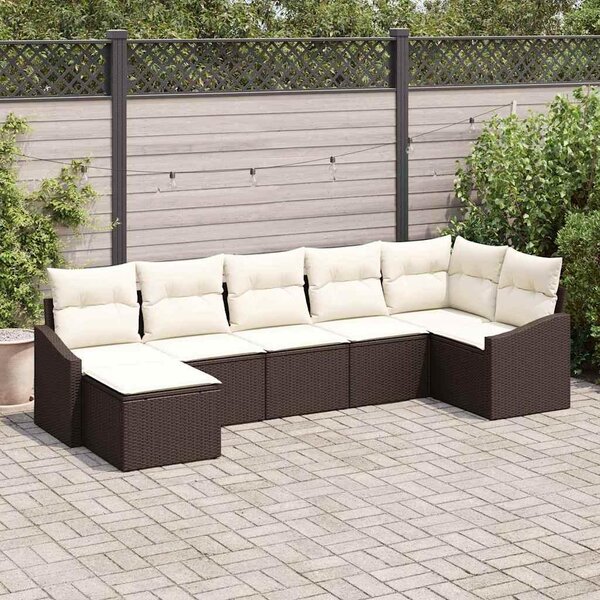 Maison Exclusive – Sedacia súprava, 7 kusov, hnedá [syntetický materiál]: polyratan
