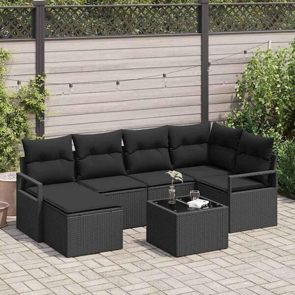 Maison Exclusive – Sedacia súprava, 7 kusov, čierna [syntetický materiál]: Polyratan