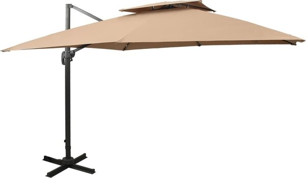 Maison Exclusive – slnečník s dvojitou strechou 300 x 300 cm, farba taupe