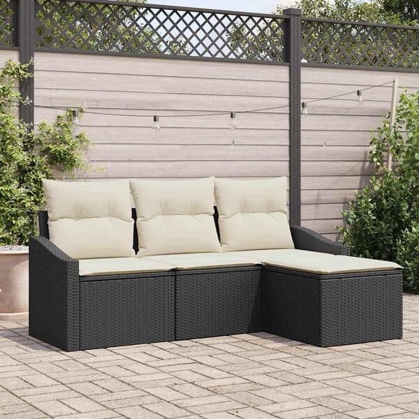 Maison Exclusive – Sedacia súprava, 4 kusy, čierna [syntetický materiál]: Polyratan