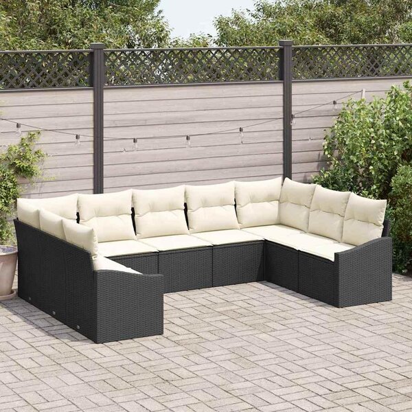 Maison Exclusive – Sedacia súprava, 9 kusov, čierna [syntetický materiál]: Polyratan