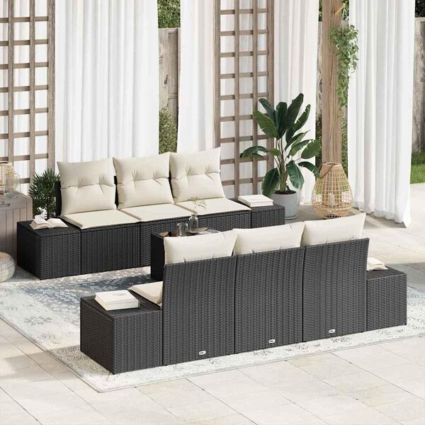 Maison Exclusive – Sedacia súprava, 7 kusov, čierna [syntetický materiál]: Polyratan