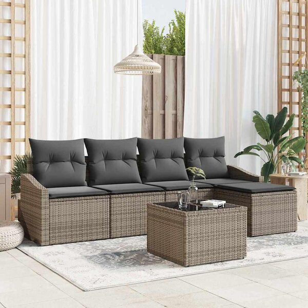 Maison Exclusive – Sedacia súprava, 6 kusov, sivá [syntetický materiál]: Polyratan