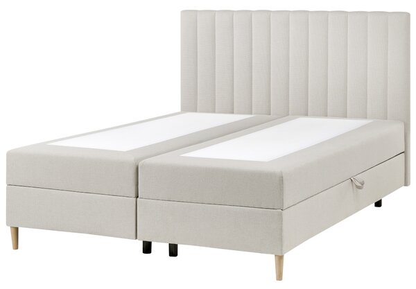 Kontinentálna posteľ s úložným priestorom krémová biela látkové čalúnenie 160 x 200 cm moderný štýl spálňa