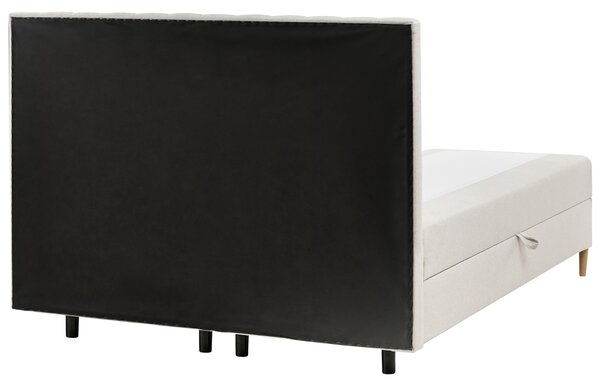 Kontinentálna posteľ s úložným priestorom krémová biela látkové čalúnenie 160 x 200 cm moderný štýl spálňa