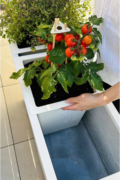 3-set hranatých plastových vložiek so samozavlažovacím setom, 32*29*29 cm, biely