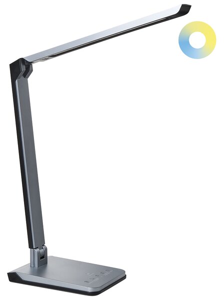 Stolná LED lampa tmavosivá syntetický materiál nastaviteľný jas a farba svetla stmievač moderný štýl domáca kancelária