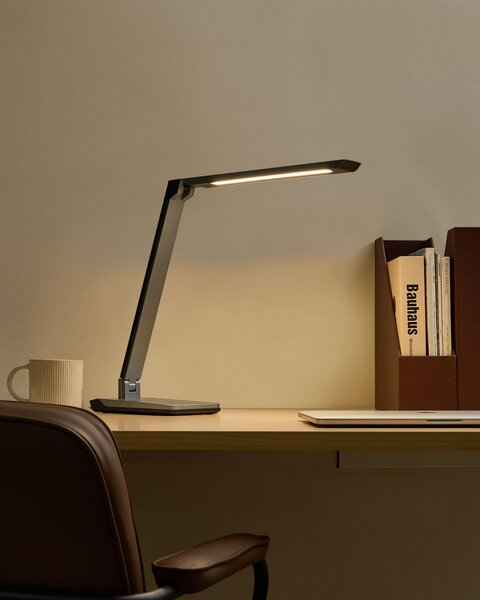 Stolná LED lampa tmavosivá syntetický materiál nastaviteľný jas a farba svetla stmievač moderný štýl domáca kancelária
