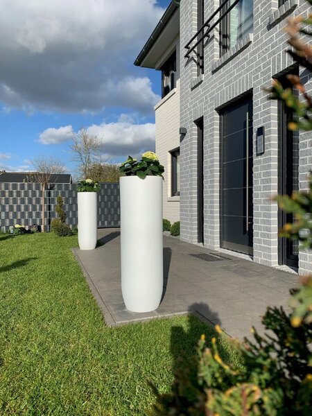Kvetináč SOLERIO, sklolaminát, výška 100 cm, biely mat, outlet