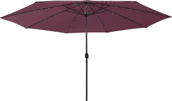 Maison Exclusive – slnečník s LED osvetlením, 400 cm, bordová farba