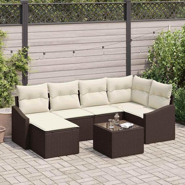 Maison Exclusive – Sedacia súprava, 7 kusov, hnedá [syntetický materiál]: polyratan