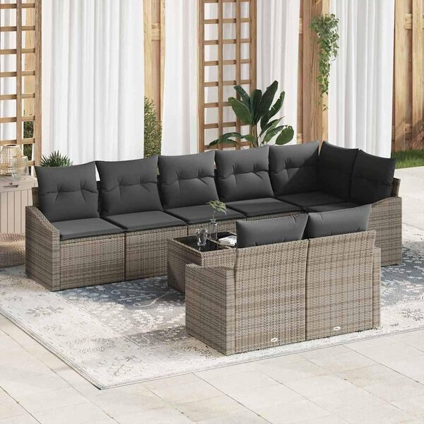 Maison Exclusive – Sedacia súprava, 9 kusov, sivá [syntetický materiál]: Polyratan