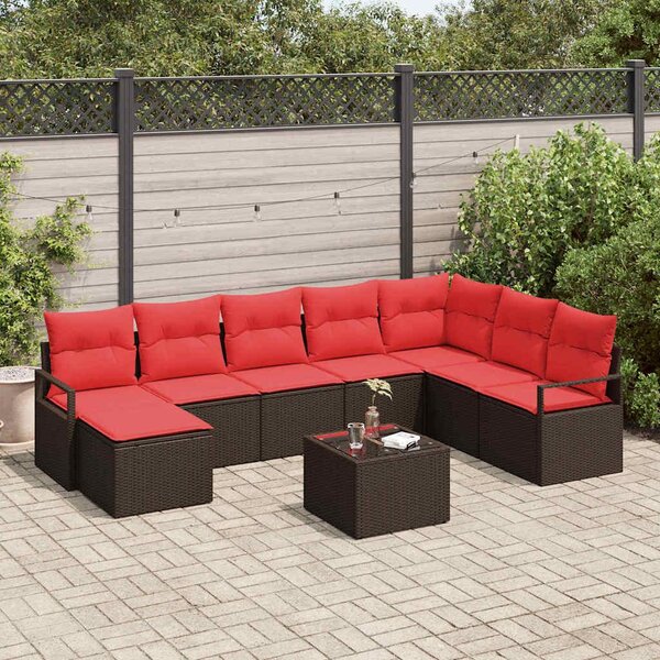 Maison Exclusive – Sedacia súprava, 9 kusov, hnedá [syntetický materiál]: polyratan