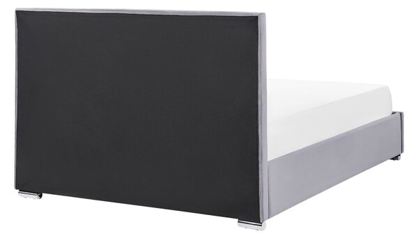 Posteľ s úložným priestorom tmavosivá zamatové čalúnenie 160 x 200 cm čalúnené čelo lamelový rošt moderný štýl spálňa