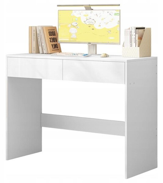 Biely moderný počítačový stôl s 2 zásuvkami Loft Table 100cm