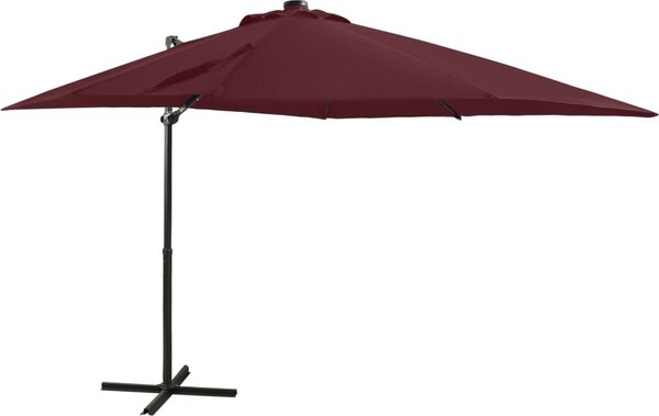 Maison Exclusive – závesný slnečník s LED osvetlením, 250 cm, bordová farba