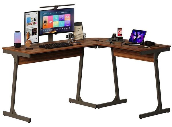Rohový Počítačový Stôl 148 Cm – Moderný, Industriálny | Tmavá Hnedá Loft