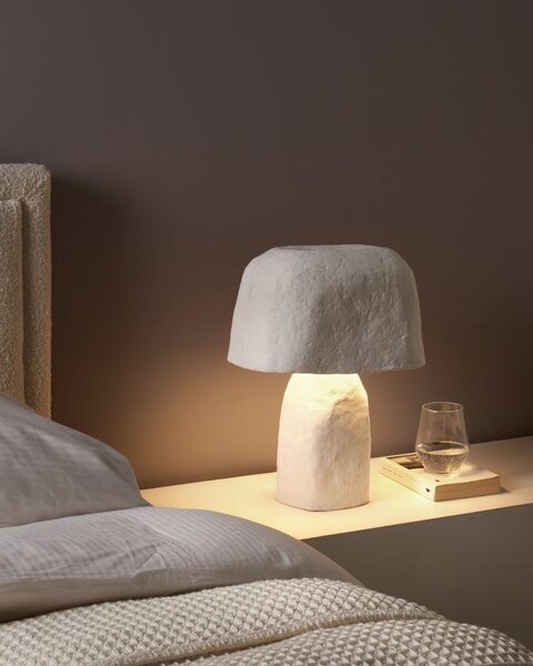 Stolná lampa biela papier-mâché hlina ručná výroba stolová lampa na nočný stolík moderný štýl obývačka spálňa