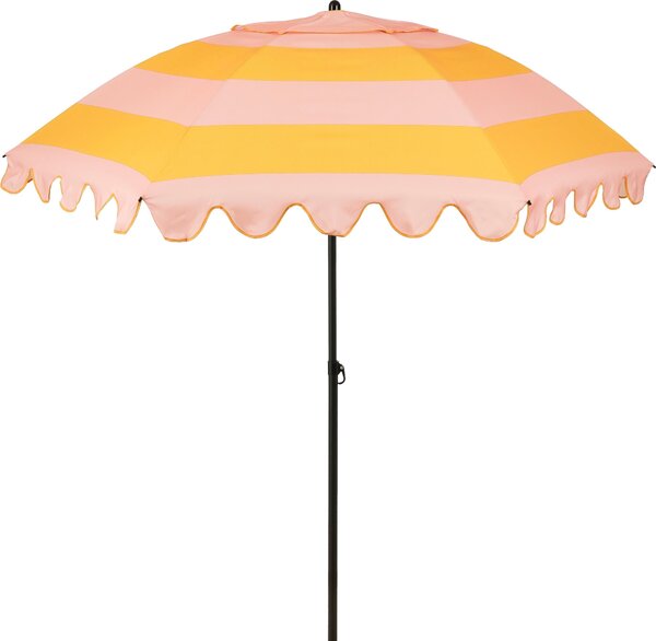 Mica Decorations Naklápací slnečník s pruhovaným vzorom – tyčový slnečník 238 x Ø195 cm – ochrana pred slnkom na záhrade alebo balkóne – polyester, oceľ – ružová, oranžová
