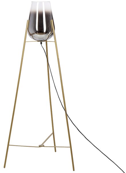 Stojaca lampa zlatá kovová oceľový podstavec sklenené tienidlo moderný glamour štýl obývačka spálňa
