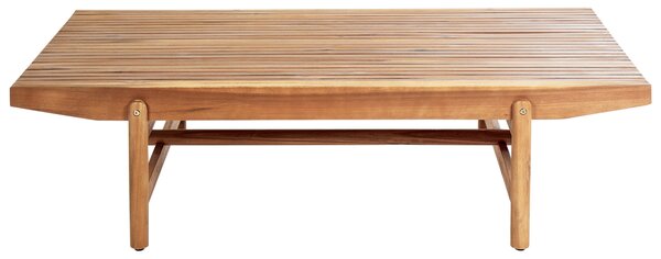 Záhradný konferenčný stolík svetlé akáciové drevo 145 x 79 cm moderný rustikálny štýl exteriér terasa balkón