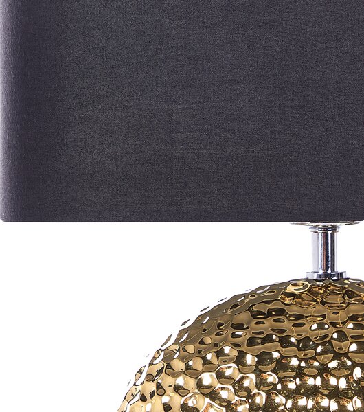 Stolná lampa zlatá a čierna lesklý keramický podstavec 51 cm polyesterové tienidlo moderný glamour štýl obývacia izba