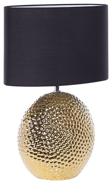 Stolná lampa zlatá a čierna lesklý keramický podstavec 51 cm polyesterové tienidlo moderný glamour štýl obývacia izba