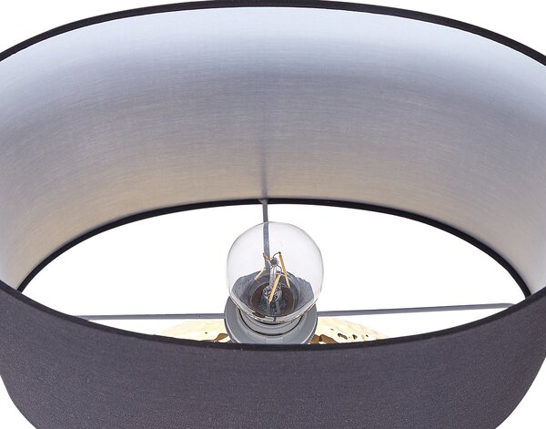 Stolná lampa zlatá a čierna lesklý keramický podstavec 51 cm polyesterové tienidlo moderný glamour štýl obývacia izba