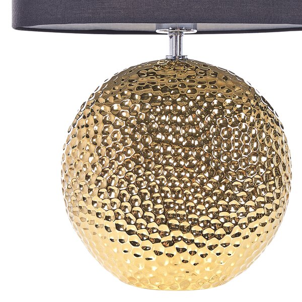 Stolná lampa zlatá a čierna lesklý keramický podstavec 51 cm polyesterové tienidlo moderný glamour štýl obývacia izba