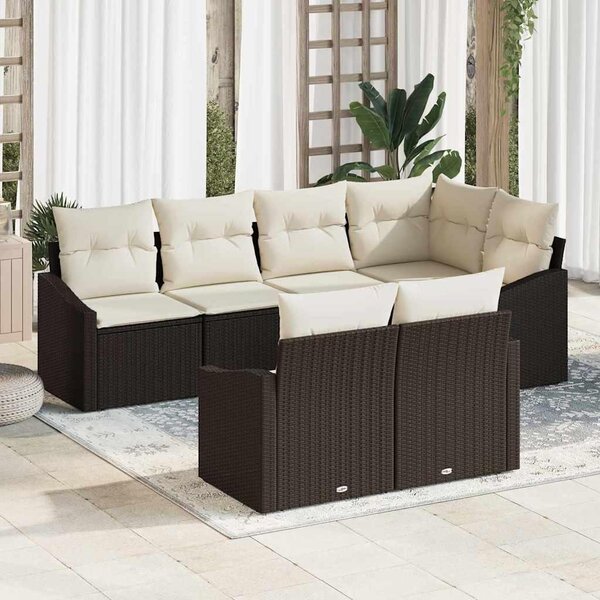 Maison Exclusive – Sedacia súprava, 7 kusov, hnedá [syntetický materiál]: polyratan