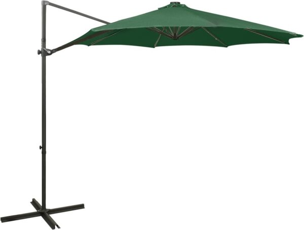 Maison Exclusive – závesný slnečník s LED osvetlením, 300 cm, zelený